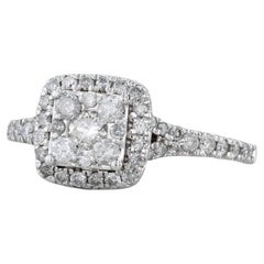 Anillo de compromiso con halo de diamantes de 0,66 ctw Oro blanco de 14k Talla 6