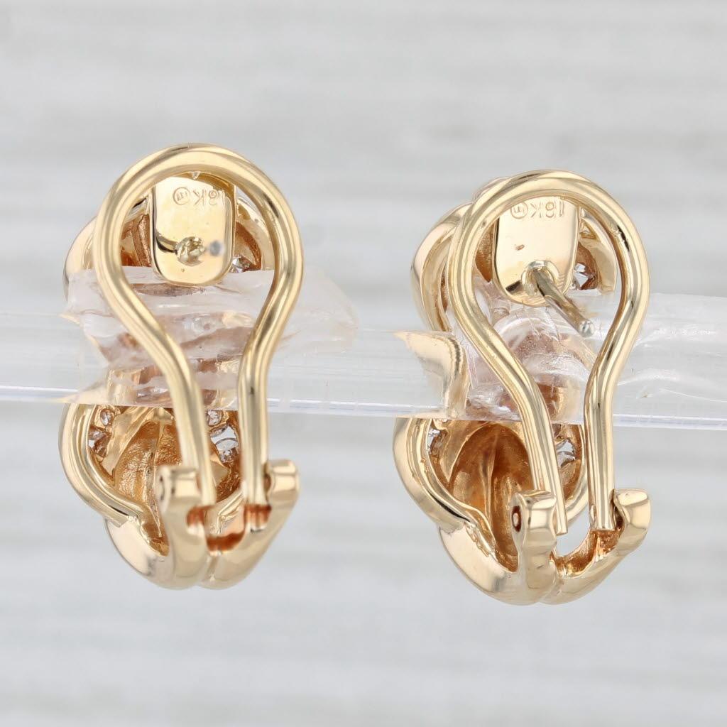 Round Cut 0.66ctw Diamond X Drop Earrings 18k Yellow Gold Omega Backs For Sale