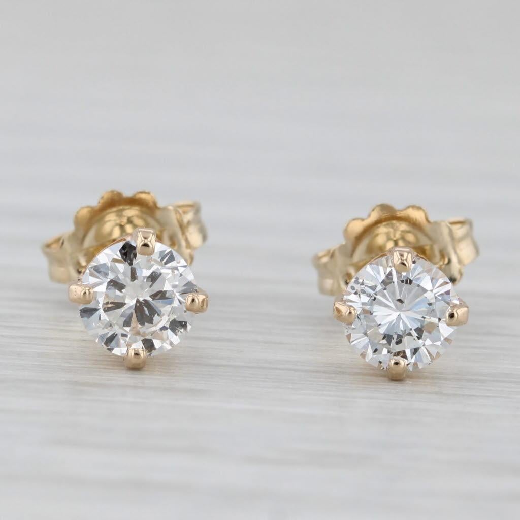 Gemstone Information:
- Natural Diamonds -
Total Carats - 0.66ctw
Cut - Round Brilliant
Color - G - H
Clarity - SI2 - I1

Metal: 14k Yellow Gold
Weight: 1 Gram 
Stamps: 14k
Closure: Stick Posts & Butterfly Backs
Measurements: 4.5 mm round

