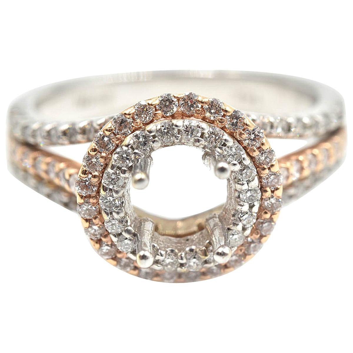 0.67 Carat Diamond 14 Karat White and Rose Gold Semi-Mount Engagement Ring