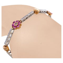 Bracelet bicolore en diamants 0,67 carat et saphirs roses 1,59 carat