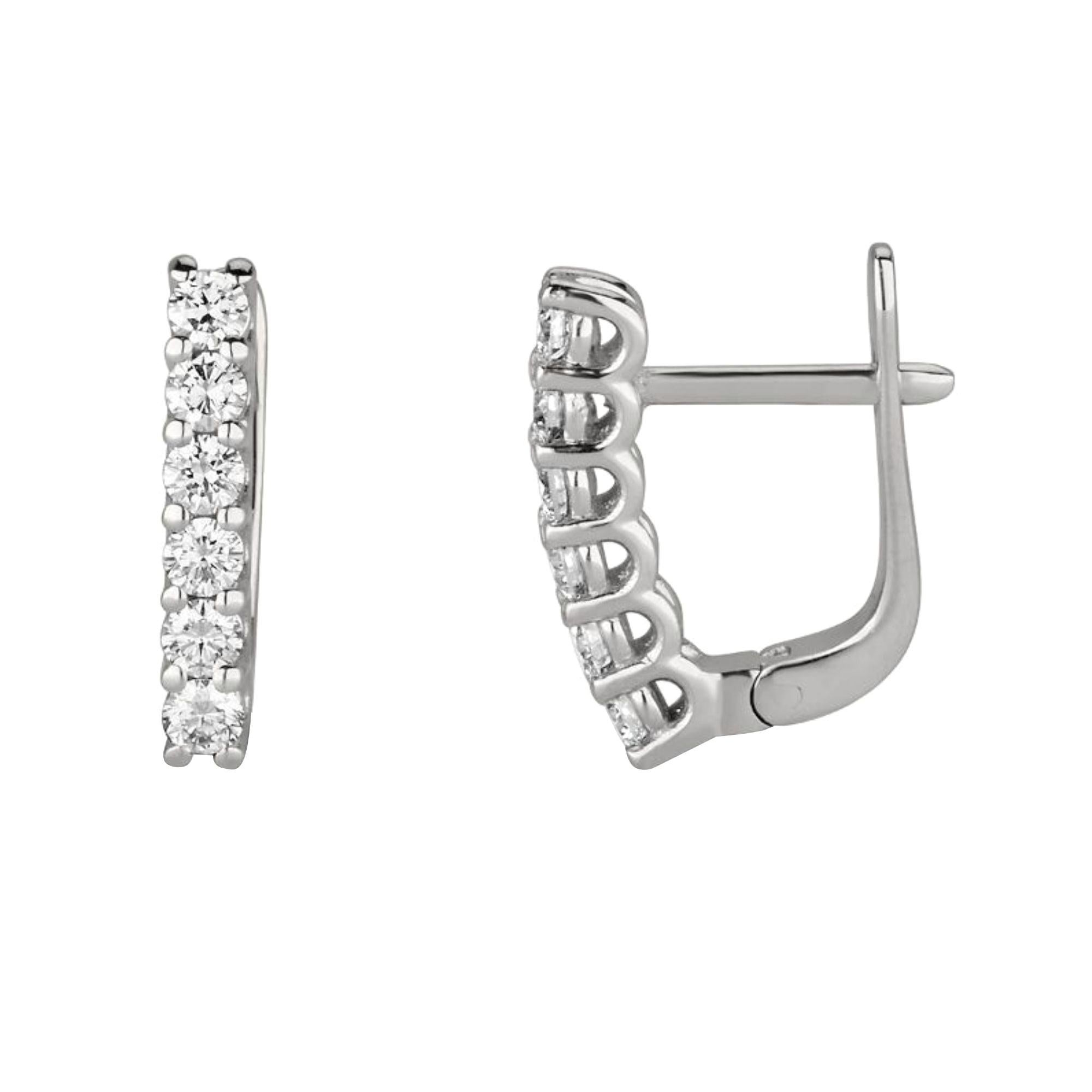 0.67 Carat Diamond Bar Hoop Earrings in 14 Karat White Gold, Shlomit Rogel For Sale