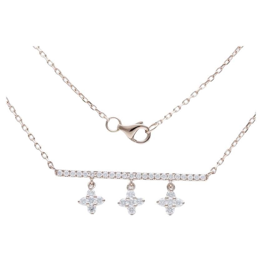 0.67 Carat Diamonds in 14K Rose Gold Gazebo Fancy Star Dangling Necklace For Sale