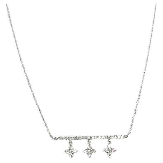 0.67 Carat Diamonds in 14K White Gold Gazebo Fancy Star Dangling Necklace