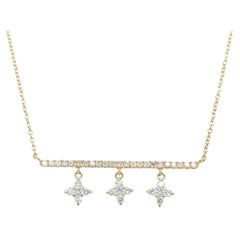0.67 Carat Diamonds in 14K Yellow Gold Gazebo Fancy Star Dangling Necklace