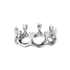 0.67 Carat Diamonds Pear Cut 18 Karat White Gold "Regina" Crown Shaped Ring