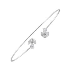 0.67 Carat Marquise Cut Diamond Open Cuff Bracelet 18k Gold Statement Bangle