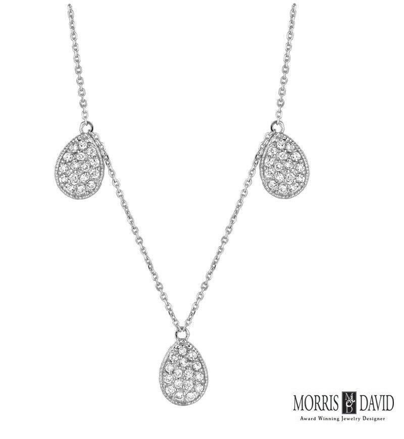 Round Cut 0.67 Carat Natural Diamond Pear Shape Necklace For Sale