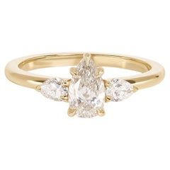 0.67 Carat Pear Statement Champagne 14K White Gold Pure Sophistication Heirloom