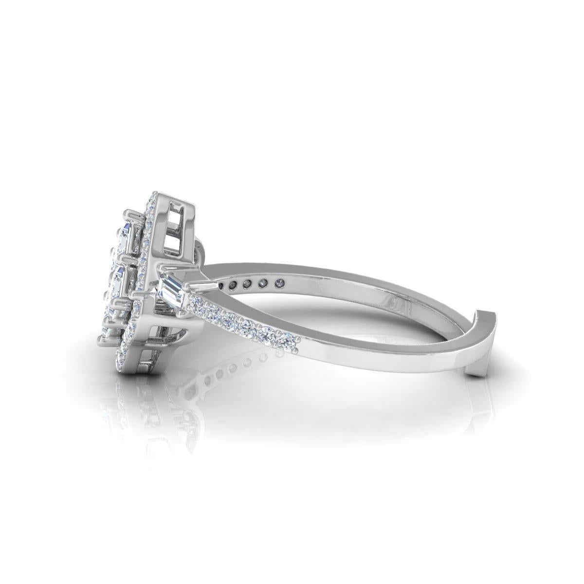 For Sale:  0.67 Carat Princess Cut Diamond Clover Ring Solid 18k White Gold Fine Jewelry 8