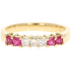 0.67 Carat Ruby Diamond 18 Karat Yellow Gold Band