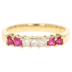 0.67 Carat Ruby Diamond 18 Karat Yellow Gold Stacking Band