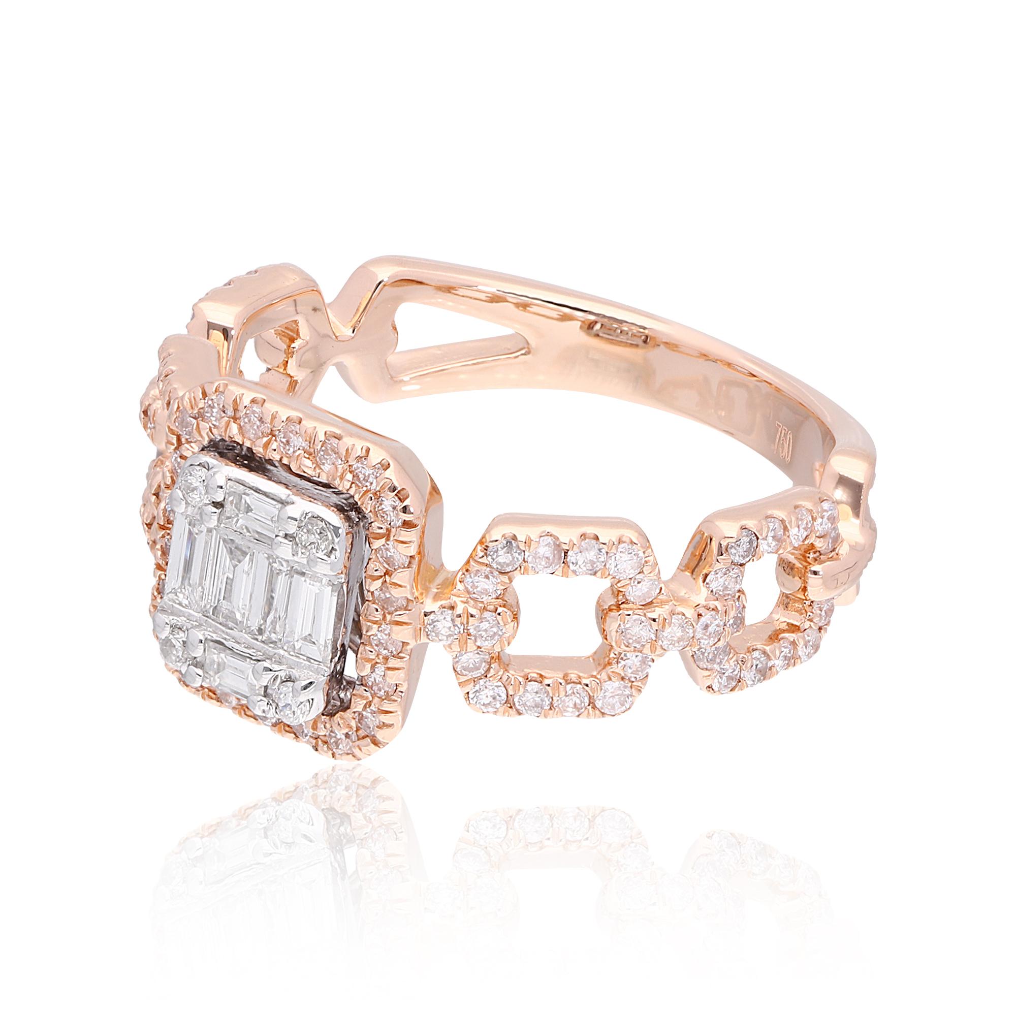 For Sale:  0.67 Carat SI Clarity HI Color Baguette Diamond Ring 18k Rose Gold Fine Jewelry 2
