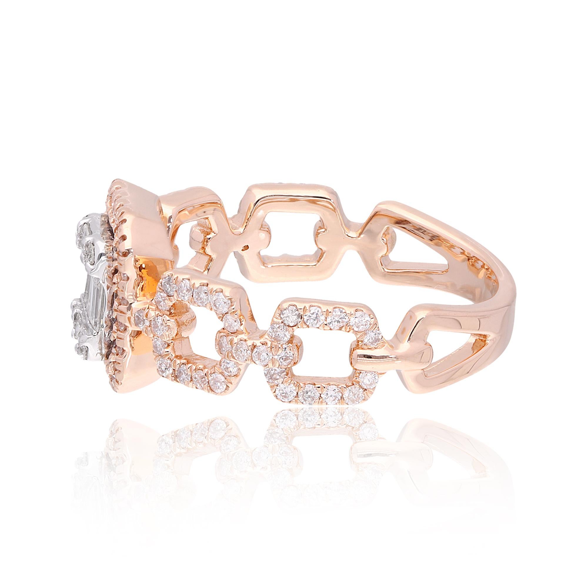 For Sale:  0.67 Carat SI Clarity HI Color Baguette Diamond Ring 18k Rose Gold Fine Jewelry 3