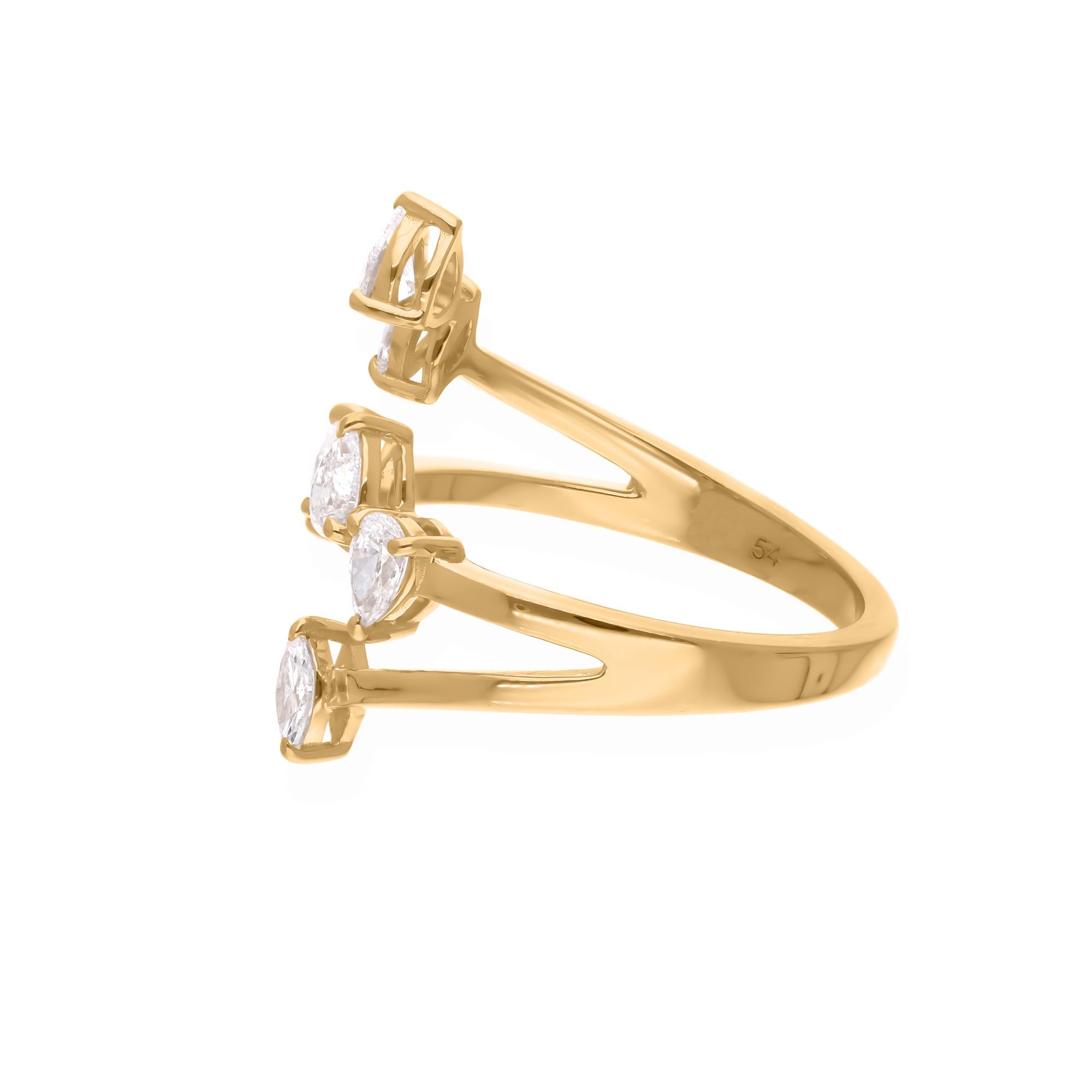 Modern 0.67 Carat SI Clarity HI Color Pear & Maquise Ring 14 Karat White Gold Jewelry For Sale