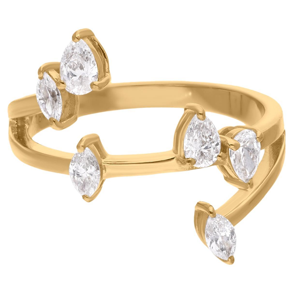 0.67 Carat SI Clarity HI Color Pear & Maquise Ring 14 Karat White Gold Jewelry