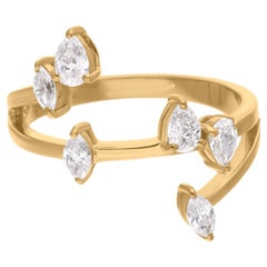 Bague en or blanc 14 carats, pureté SI, couleur poire et maquise de 0,67 carat