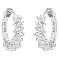 Pendientes de aro abrazador con diamantes talla marquesa SI/H de 0,67 quilates y oro blanco de 14 quilates