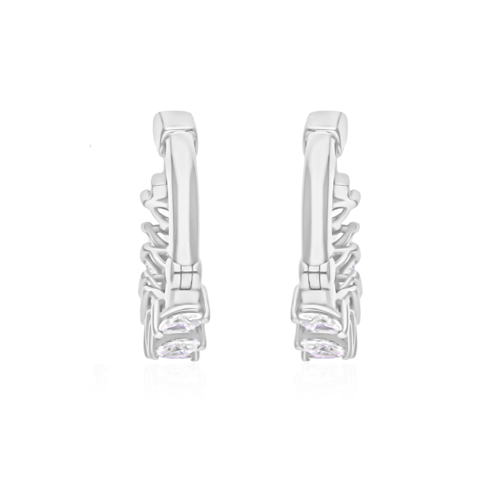 Pendientes de aro abrazador con diamantes talla marquesa SI/H de 0,67 quilates y oro blanco de 18 quilates en venta 1