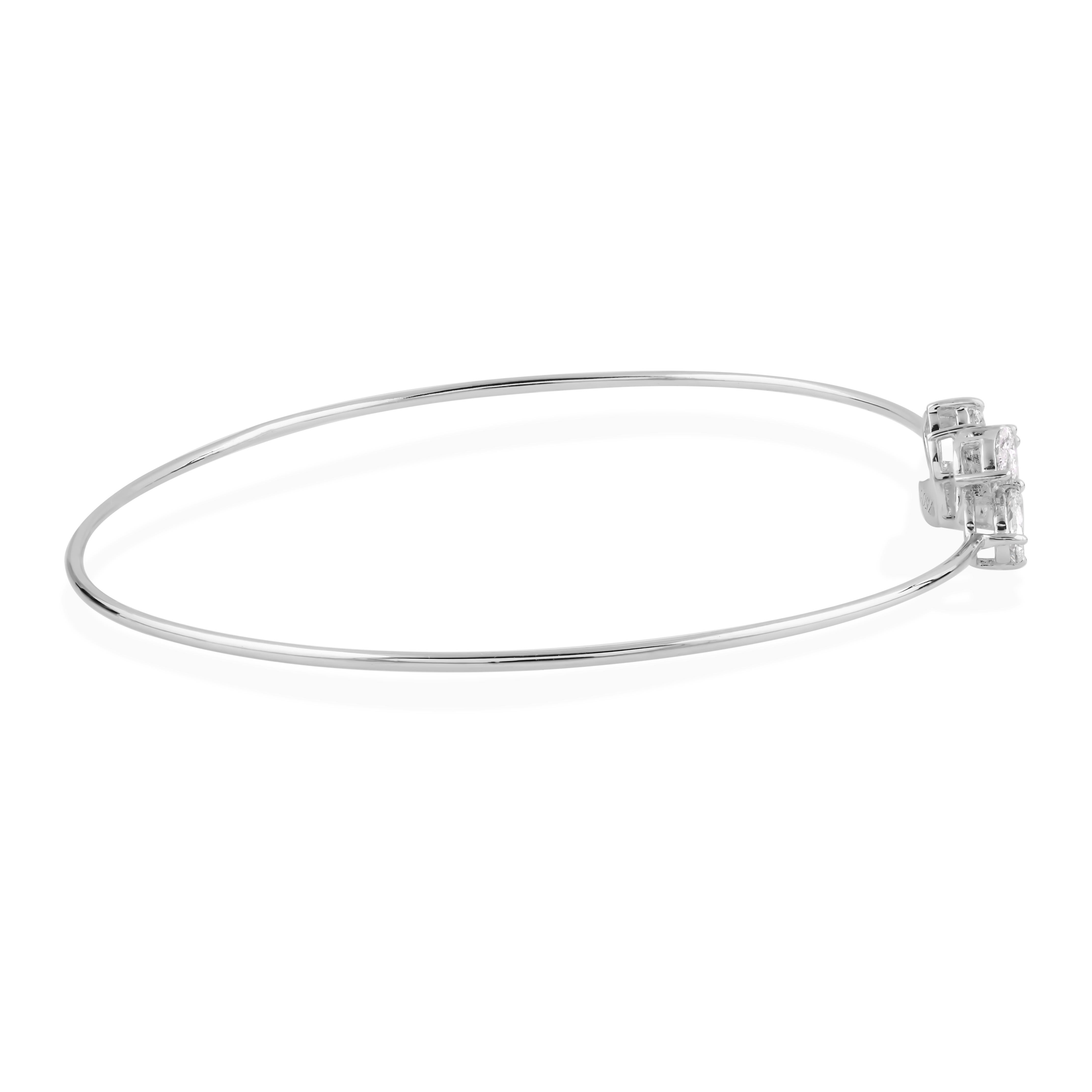 0,67 Carati SI/H Marquise Pear Diamond Bangle Bracciale in oro bianco 18 carati in vendita 3