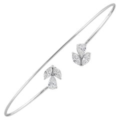 0,67 Carati SI/H Marquise Pear Diamond Cuff Bracelet (bracciale con diamanti) 14 Karat White Gold (oro bianco)