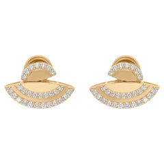 0,67 Karat SI/H Diamant-Pavé-Ohrringe aus 14 Karat Gelbgold mit rundem Brillantschliff