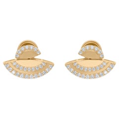 Pendientes con pavé de diamantes talla brillante redonda SI/H de 0,67 quilates Oro amarillo de 18 quilates