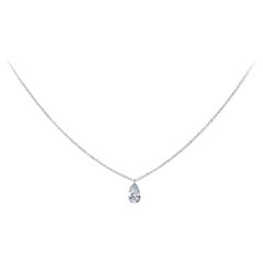 0.67 Carat Total Solitaire Pear Shape Diamond Pendant Necklace
