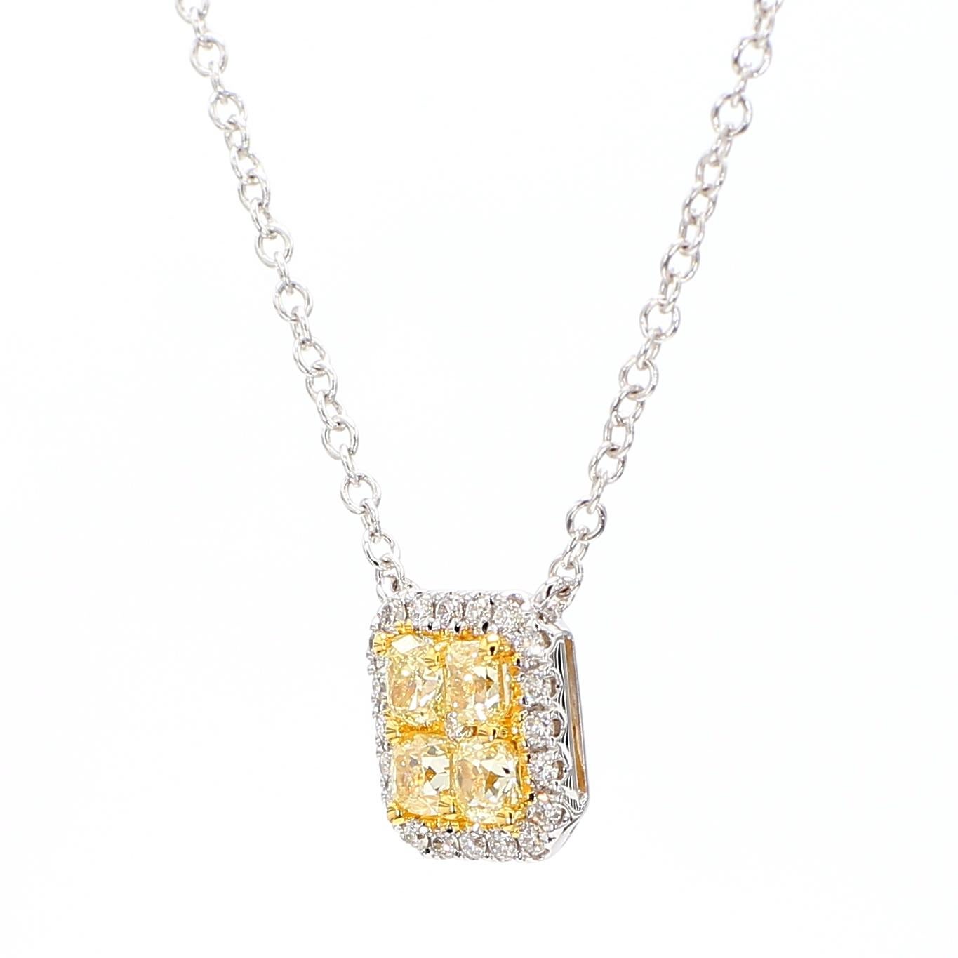Ce pendentif en diamant jaune témoigne d'un travail artisanal de qualité et d'un design intemporel. Parfait pour ceux qui apprécient la beauté des diamants naturels, ce pendentif offre un équilibre entre luxe et simplicité de bon goût.

Quatre