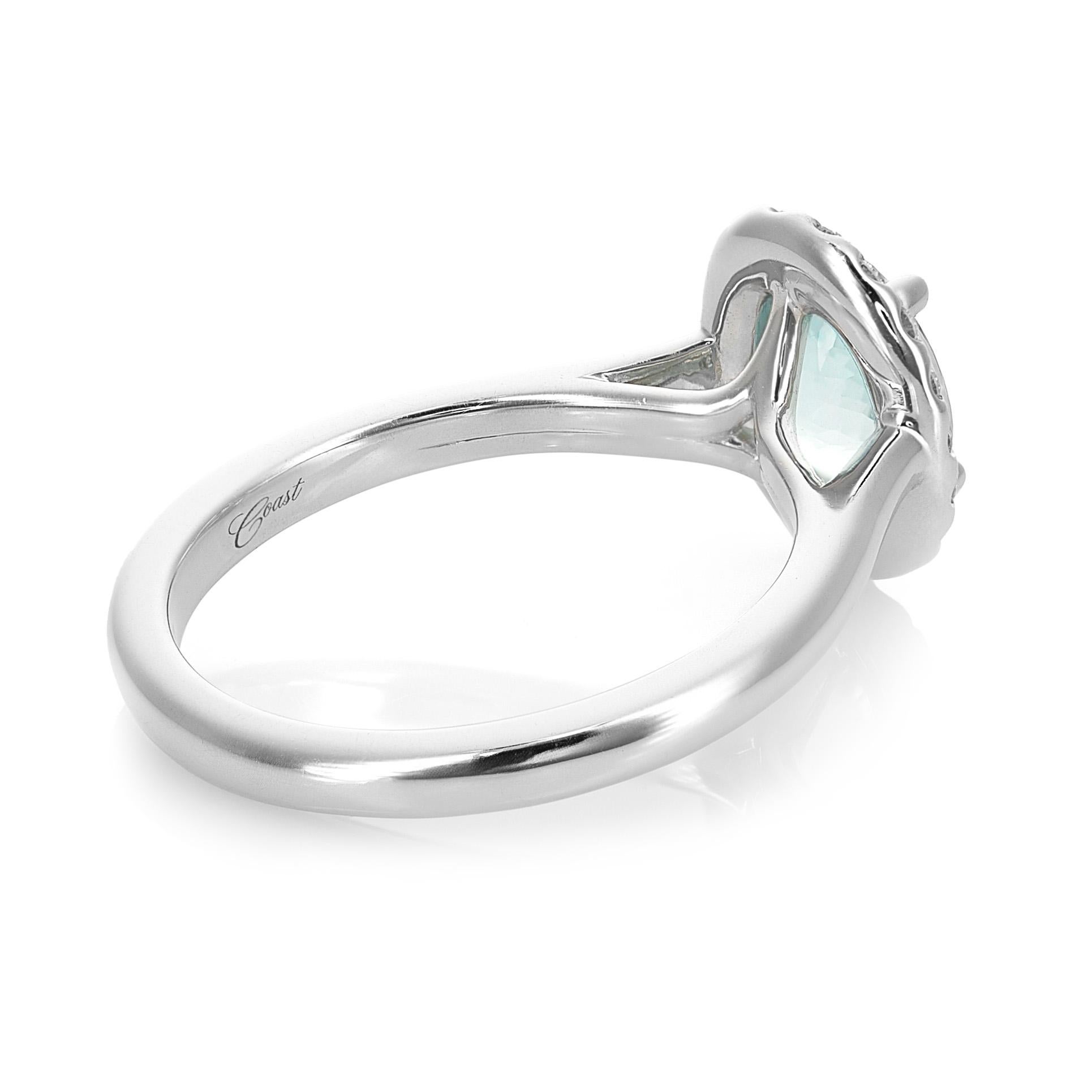 Mixed Cut Natural Paraiba Tourmaline Gemstone 0.67 carats in 14K White Gold with Diamonds For Sale
