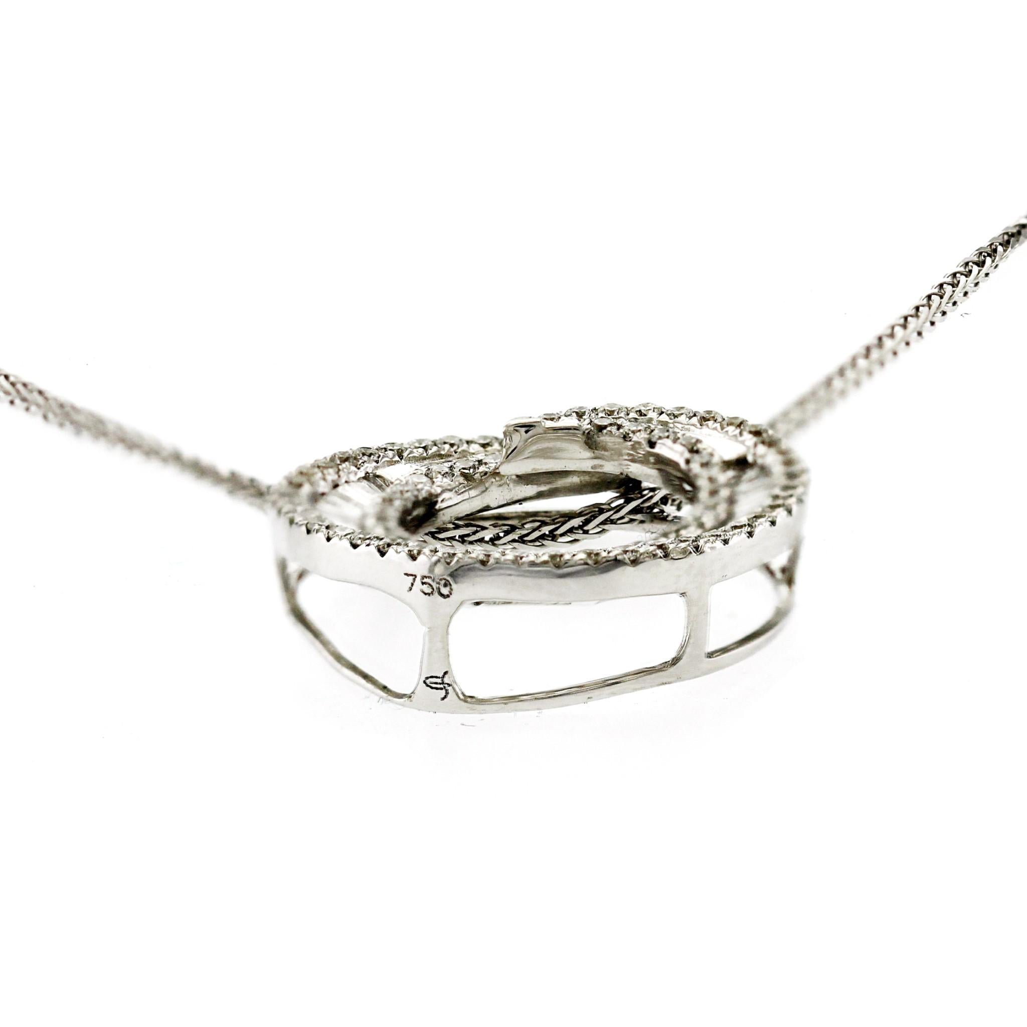 0.67 CT Baguette Round Diamonds 18K Gold Circle Pendant 14K Gold Chain Necklace in vendita 1