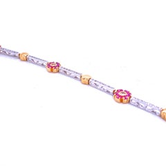 0.67 Carat Diamond/1.59 Carat Pink Sapphire Two-Tone Bracelet