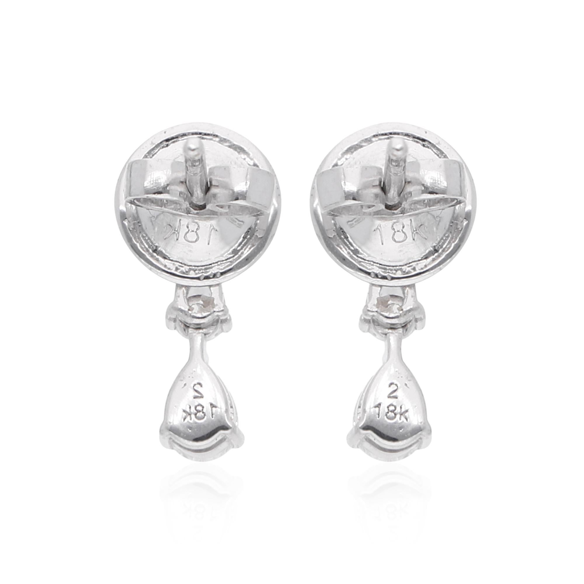 0.67 Ct. Marquise Pear Diamond Dangle Earrings 14 Karat White Gold Fine Jewelry In New Condition For Sale In Diera, Dubai