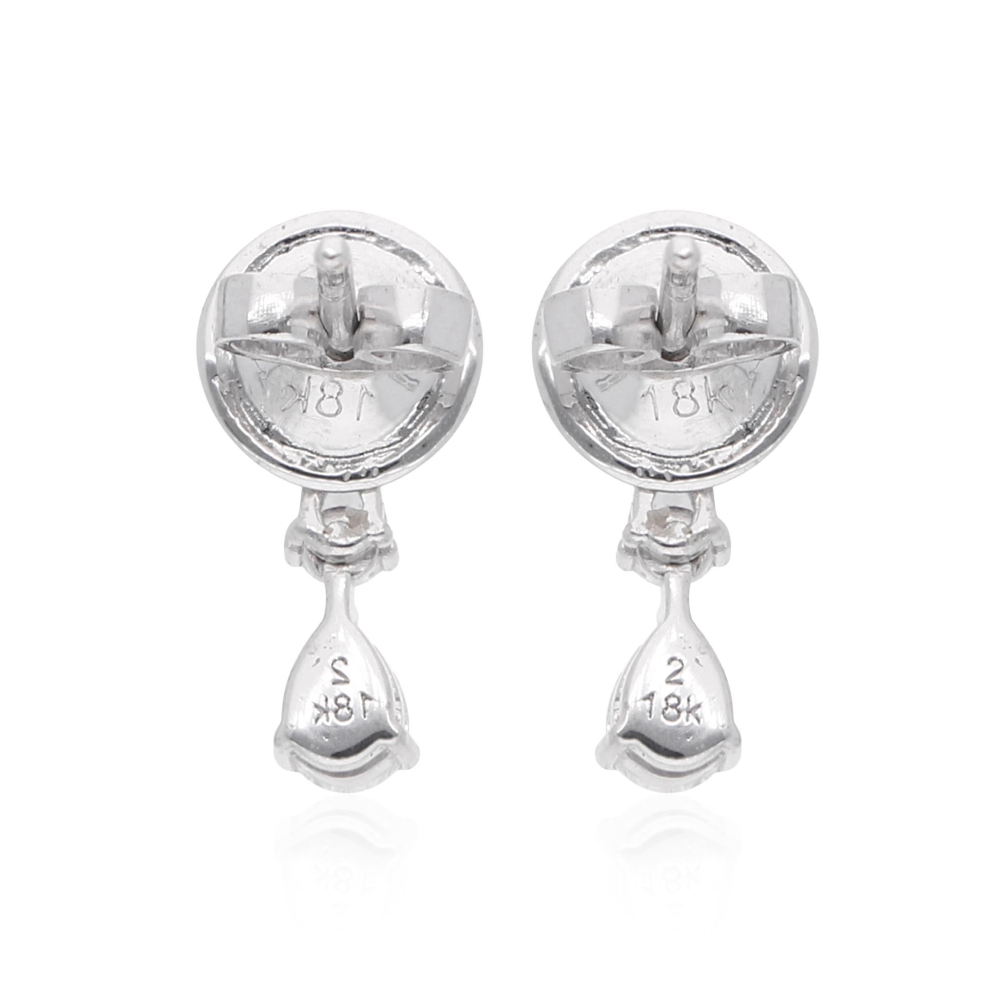Women's 0.67 Ct. Marquise Pear Diamond Dangle Earrings 18 Karat White Gold Fine Jewelry For Sale