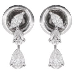 0.67 Ct. Marquise Pear Diamond Dangle Earrings 18 Karat White Gold Fine Jewelry
