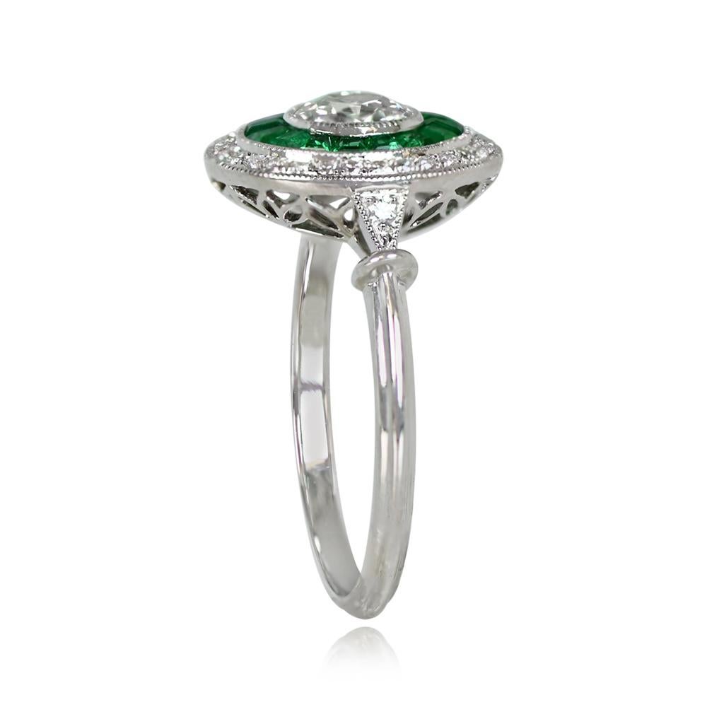 Art Deco 0.67ct Antique Cushion Cut Diamond Engagement Ring, Double Halo, Platinum