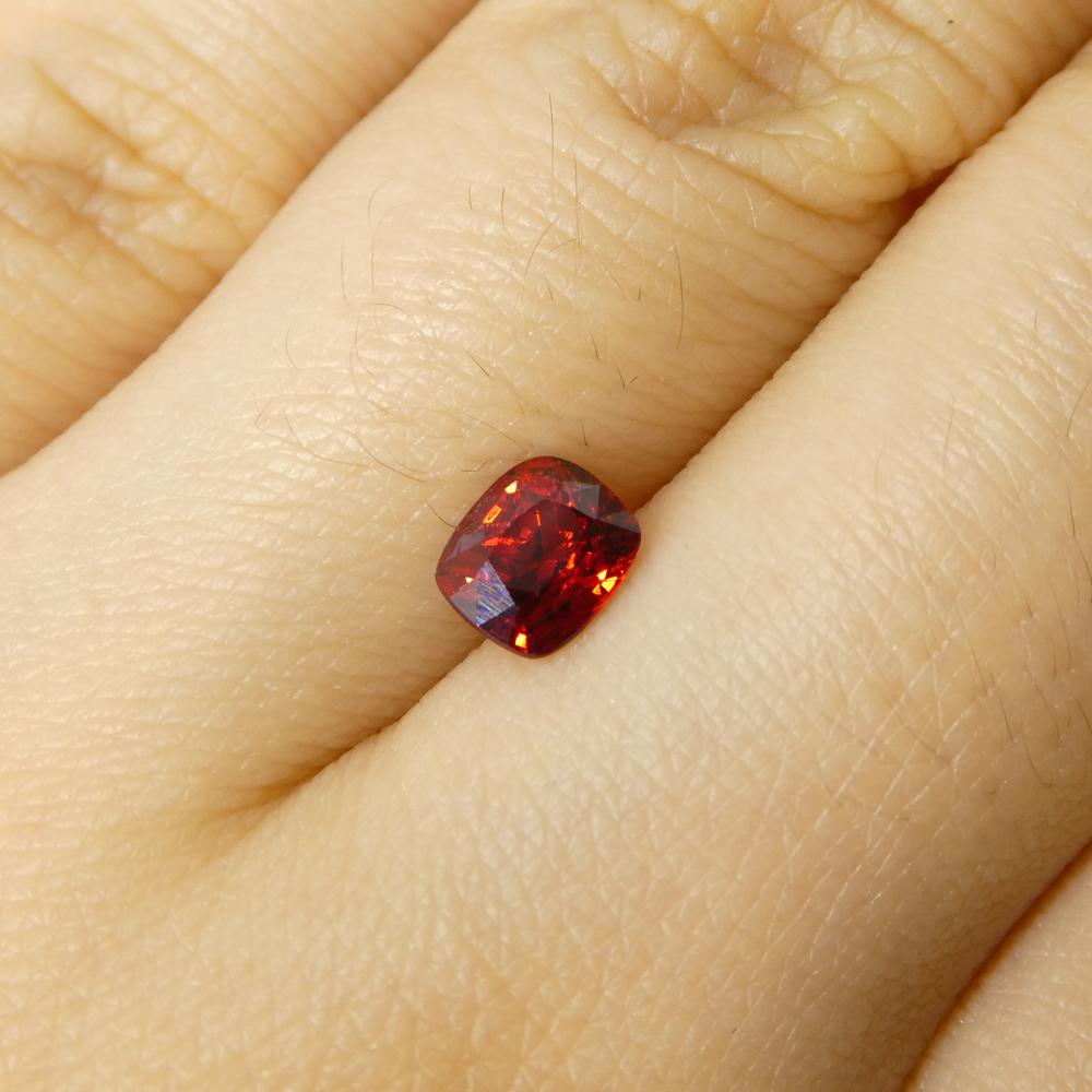 Description:

Gem Type: Jedi Spinel 
Number of Stones: 1
Weight: 0.67 cts
Measurements: 5.41 x 4.59 x 3.45 mm
Shape: Cushion
Cutting Style Crown: Brilliant Cut
Cutting Style Pavilion: Step Cut 
Transparency: Transparent
Clarity: Slightly Included: