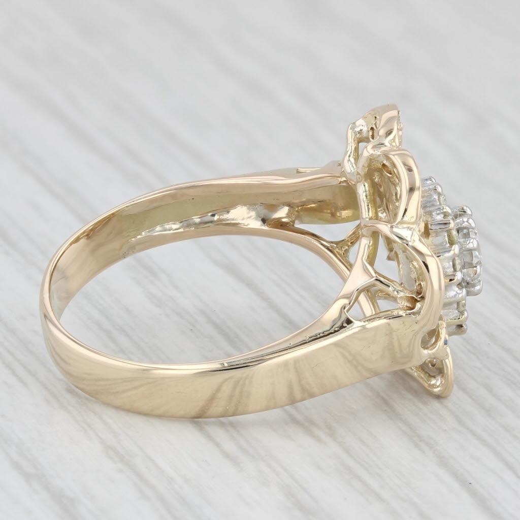 Anello con fiori a grappolo di diamanti da 0,67 carati in oro giallo 14k, misura 7,75 1