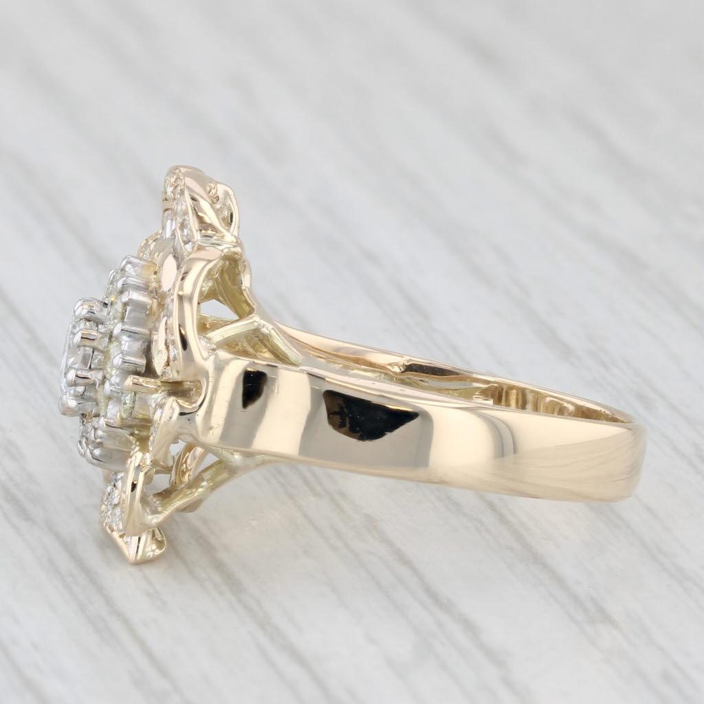Anello con fiori a grappolo di diamanti da 0,67 carati in oro giallo 14k, misura 7,75 3