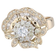 Anello con fiori a grappolo di diamanti da 0,67 carati in oro giallo 14k, misura 7,75