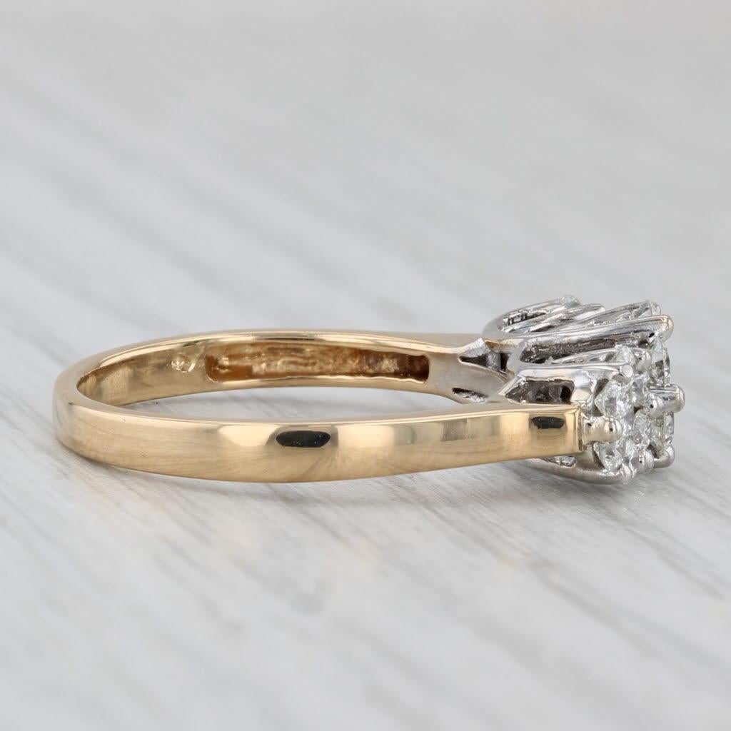 Bague de fiançailles en or blanc et jaune 18 carats avec grappes de diamants de 0,67 ctw, taille 7,25 Unisexe en vente
