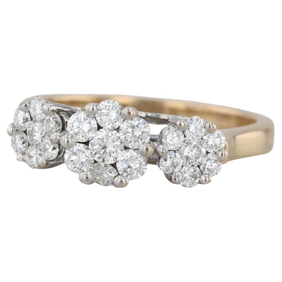 0.67ctw Diamond Clusters Ring 18k White Yellow Gold Size 7.25 Engagement