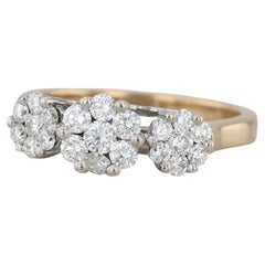 0,67 Karat Diamant-Cluster-Ring 18k Weiß-Gelbgold Größe 7,25 Verlobungsring