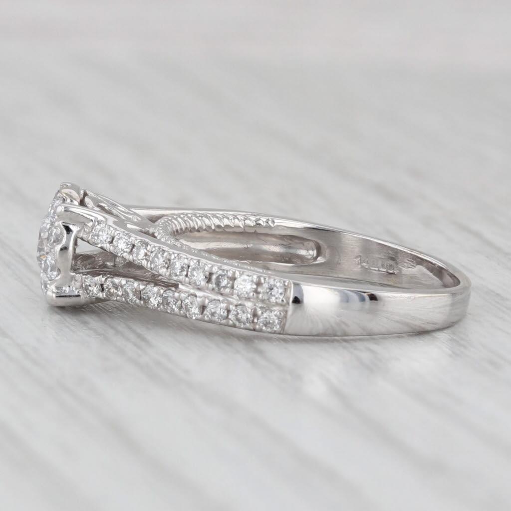 0.67ctw Anillo de Compromiso de Diamantes 14k Oro Blanco Tamaño 6.25 Anillo Catedral en Bueno estado para la venta en McLeansville, NC