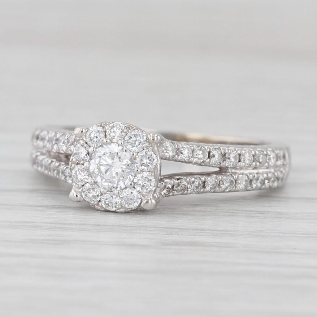 Femenino o masculino 0.67ctw Anillo de Compromiso de Diamantes 14k Oro Blanco Tamaño 6.25 Anillo Catedral en venta