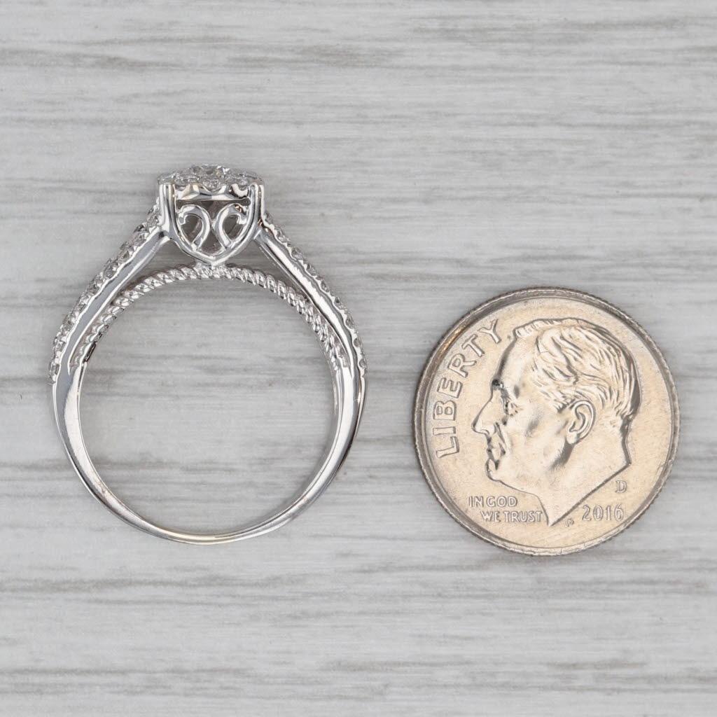 0.67ctw Anillo de Compromiso de Diamantes 14k Oro Blanco Tamaño 6.25 Anillo Catedral en venta 1