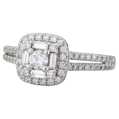 0.67ctw Round Diamond Halo Engagement Ring 14k White Gold Size 7