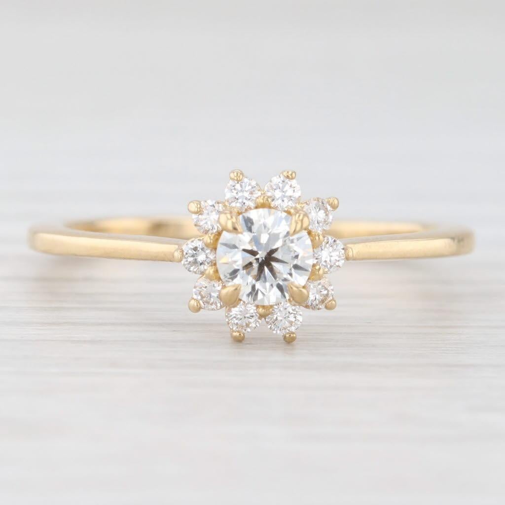 0.67ctw Round Diamond Halo Engagement Ring 14k Yellow Gold Size 10.25 GIA en Bueno estado para la venta en McLeansville, NC
