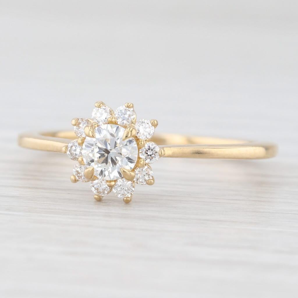 0.67ctw Round Diamond Halo Engagement Ring 14k Yellow Gold Size 10.25 GIA en venta 1