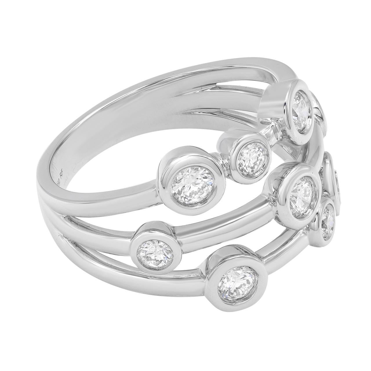 Modern 0.68 Carat Diamond Bubble Ring 18k White Gold  For Sale